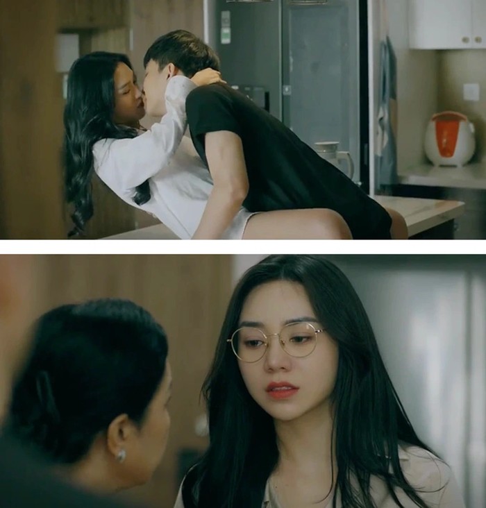 Khôi Trần và Cù Thị Trà trong hậu trường Chúng Ta Của 8 Năm Sau.