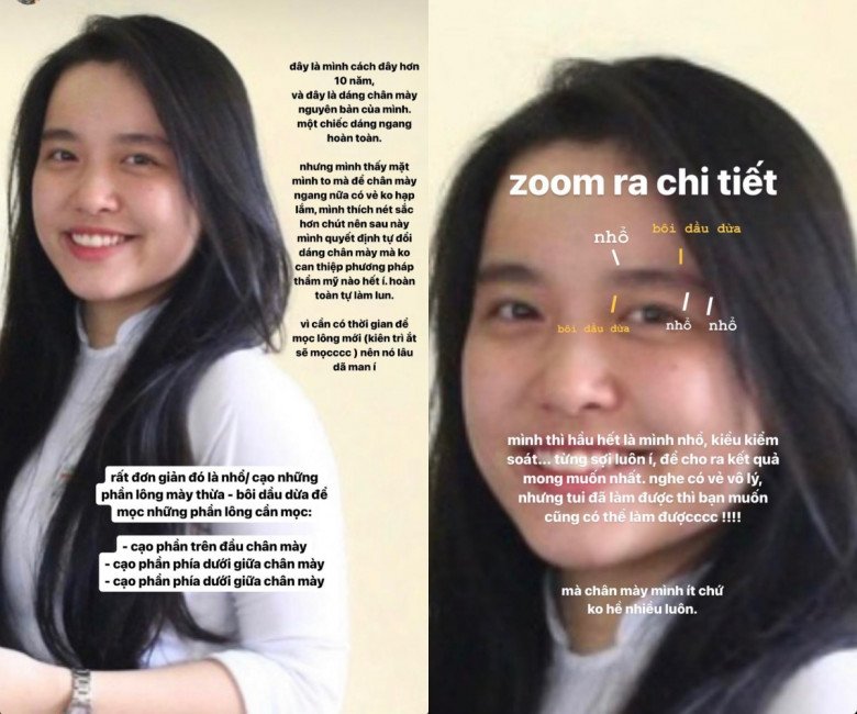 Năm xưa của Lê Hà Trúc với dáng chân mày ngang, phần xuôi xệ.