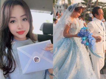 Vân Hugo mở phong bì mừng cưới sau hôn lễ với đại gia, kết quả khiến cô dâu xót xa