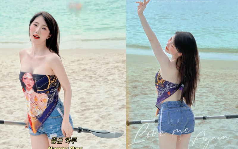 Với số đo ba vòng 87-56-93 cm, Quỳnh Nga thường được nhiều bạn bè và khán giả khen ngợi mỗi khi đăng tải ảnh bikini. 
