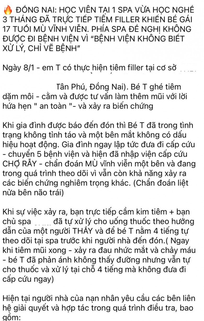 Chia sẻ về về việc cô gái trẻ bị mù mắt nhận được nhiều sự quan tâm trên mạng xã hội. Ảnh chụp từ màn hình.