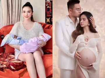 Hạnh Sino thông báo đã sinh đôi, nhan sắc bà đẻ ngồi ôm 2 con thành tâm điểm