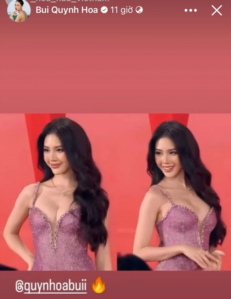 Hình ảnh mới nhất của Bùi Quỳnh Hoa trong lần tái xuất tại thảm đỏ WeChoice Award 2023. Cô diện chiếc đầm hai dây màu hồng lấp lánh khoe vóc dáng ấn tượng.