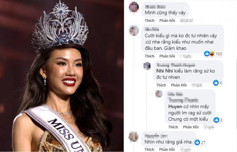 Nụ cười của Bùi Quỳnh Hoa trong đêm đăng quang bị cho là thiếu tự nhiên.