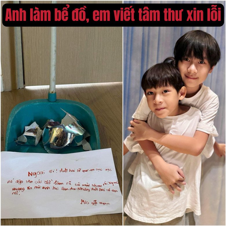 Con trai út nhà Lý Hải Minh Hà cực kỳ tình cảm, yêu thương anh trai.