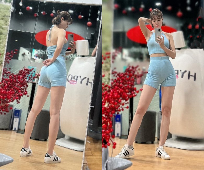 Thanh Hương chủ yếu giảm mỡ nên số đo ba vòng không thay đổi nhiều, duy trì chỉ số 90-64-94 cm.