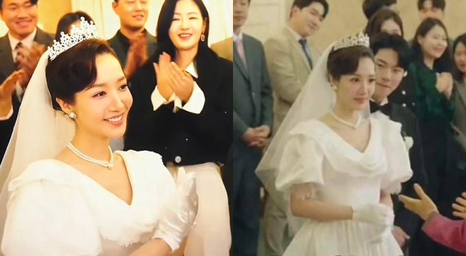 Nhiều người cho rằng, thiết kế váy cưới này không đẹp, rất sến súa khiến Park Min Young và Song Ha Yoon bị đặt lên bàn cân so sánh.