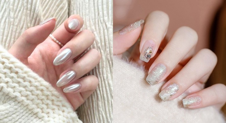 Example of metallic luster gel nails