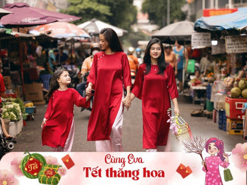 Siêu mẫu Như Vân diện áo dài đôi cùng hai con gái cưng, bé lớn được khen xinh hơn hoa hậu