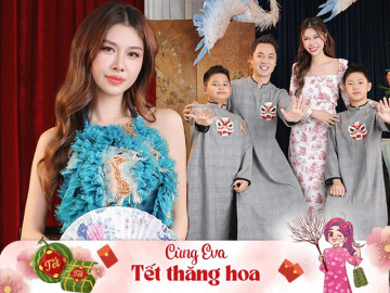 Vợ chồng Đăng Khôi - Thuỷ Anh tình cảm với áo dài Tết, mẹ 2 con "cân đẹp" cả thiết kế khó