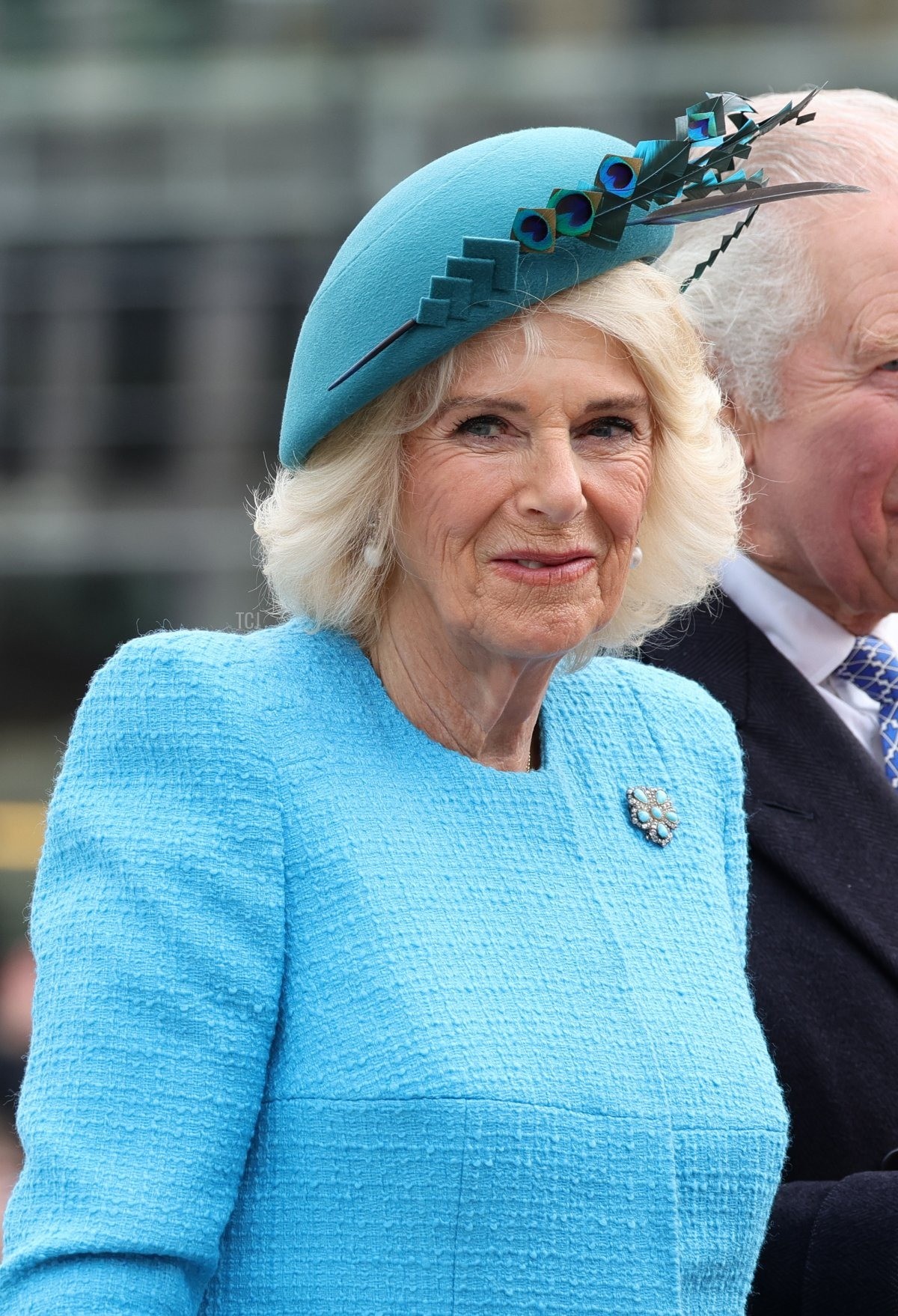 Hoàng hậu Camilla hợp với màu xanh lam nhạt trong năm 2024. Ảnh: Getty Images.