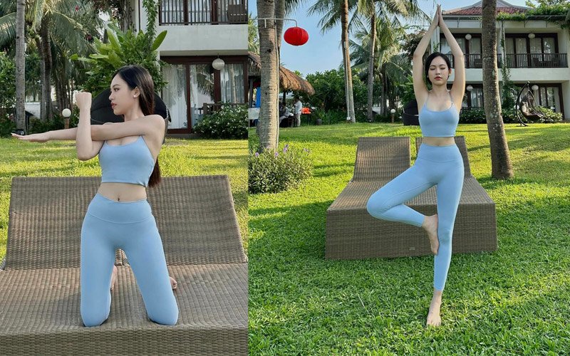 Thuỳ Linh cũng yêu thích và ứng dụng bộ môn yoga vào đời sống, cô gắn liền cùng những động tác cơ bản nhưng tác động tích cực đến thâm tâm trí. 
