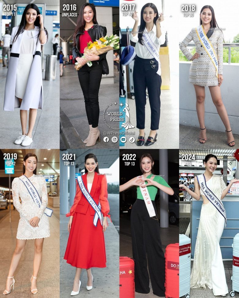 So với hội chị em trong gia đình Miss World Vietnam của mình thì bộ cánh của Mai Phương trong ngày xuất ngoại đặc biệt hơn hẳn.