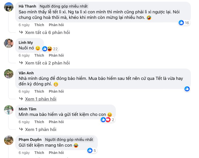 Bài viết hỏi về vấn đề sử dụng tiền lì xì của con được nhiều phụ huynh bàn luận