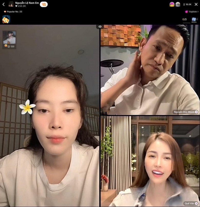 Duy Mạnh bất ngờ tham gia buổi livestream cùng Nam Em và Quế Vân.