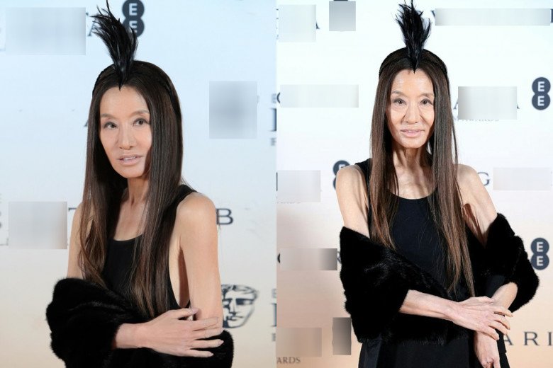 Trong ngày tiếp theo tại BAFTA, Vera Wang tiếp tục diện bộ váy có phần nách khoét sâu hoắm. Để bộ trang phục màu đen giảm đi tính đơn điệu, bà khoác hờ bên ngoài chiếc khăn lông và đội phụ kiện tóc lông vũ sang chảnh.