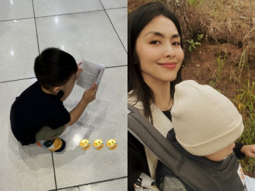 Cậu út nhà Tăng Thanh Hà 2 tuổi đã mê đọc sách bất chấp địa điểm, bị mẹ nhận xét hay ra vẻ