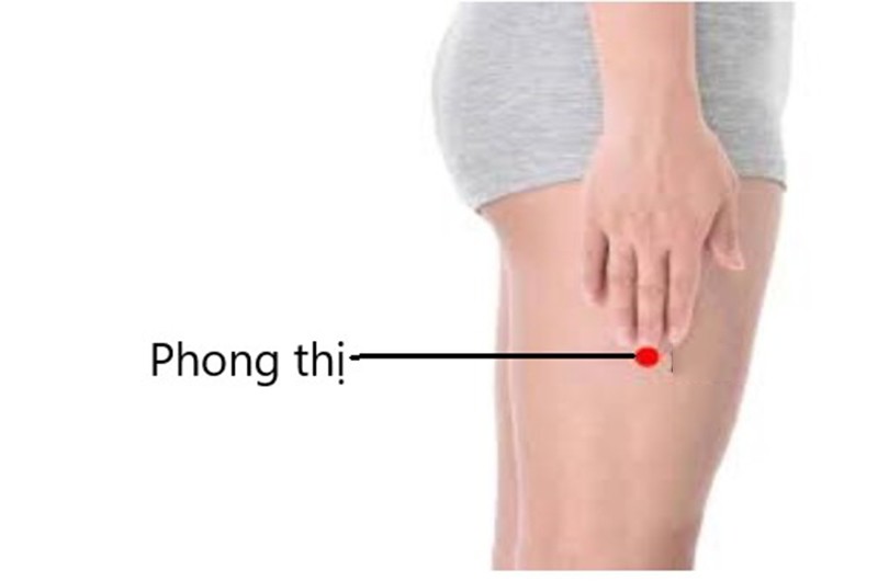 Huyệt Phong Thị được xác định nằm ở mặt ngoài đùi, vị trí ở phần đường rãnh 2 gân mặt ngoài đùi trước và đùi sau. Tác động huyệt này giúp thon gọn đùi, đào thải ẩm, loại bỏ nước thừa và mỡ ở đùi.
