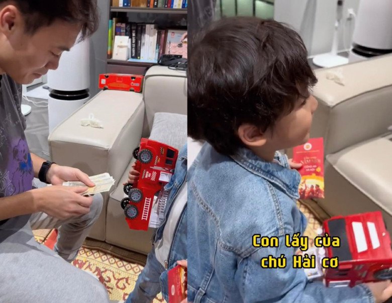 Bé Bo bất ngờ không muốn nhận tiền lì xì của cầu thủ Văn Toàn.