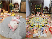 Yêu con - Chờ 13 năm mới có thêm con, Hoa hậu "gia thế khủng" Dương Thùy Linh làm mâm cúng đầy tháng cho em bé, ai nhìn cũng xuýt xoa