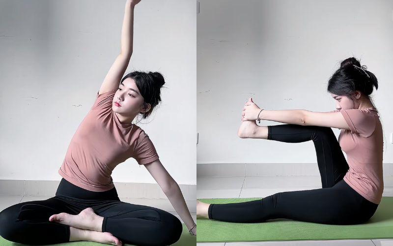 Ngoài ra, cô nàng cũng chăm chỉ tập luyện thể thao tại nhà với các bài tập yoga đơn giản.
