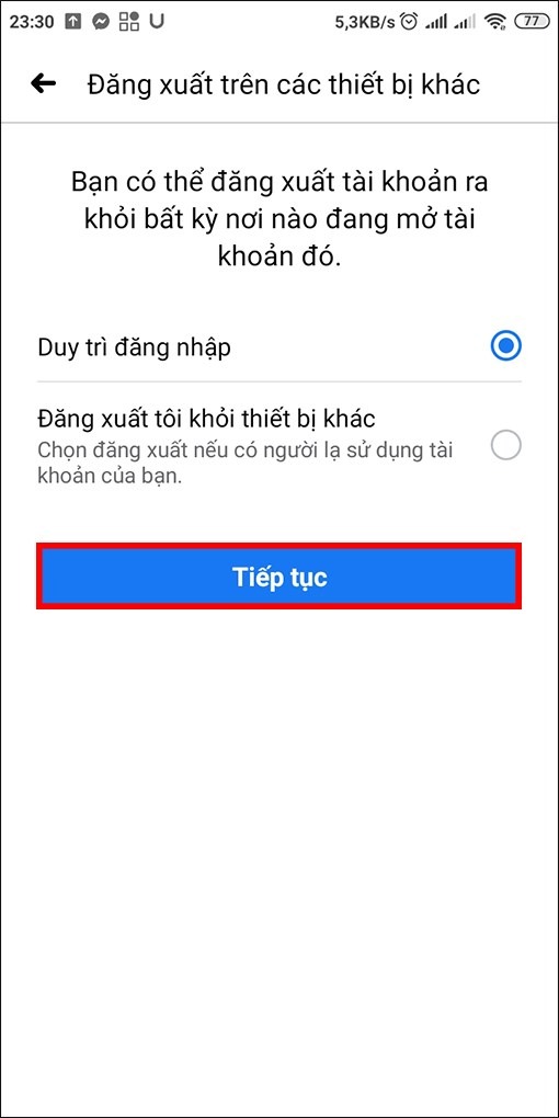 Chọn trạng thái đăng nhập