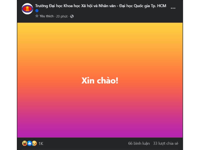 Ngay cả Fanpage của Trường Đại học Khoa học Xã hội và Nhân văn, ĐHQG-HCM cũng bắt trend rất nhanh và hài hước.