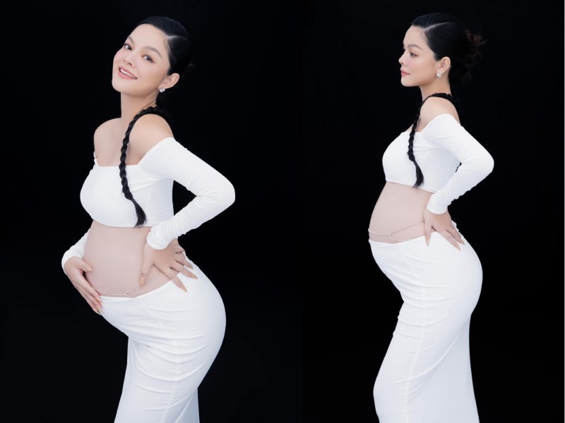 Vào năm 2022, ca sĩ Phạm Quỳnh Anh từng 'đốt mắt' công chúng khi thực hiện nhiều bộ ảnh 'bế' bụng bầu trong lần thứ 3 làm mẹ. Cô lựa chọn trang phục cắt xẻ, khoe trọng vòng 2 nhô cao 'vượt mặt'.
