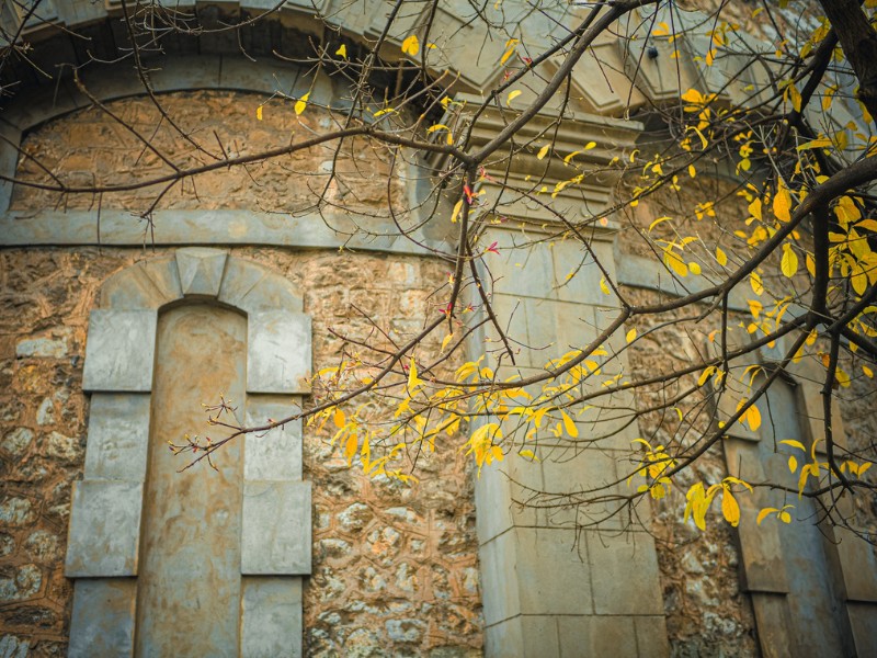 Nhờ kiến trúc cổ điển và những chiếc lá màu sắc của cây lộc vừng khiến cho khung cảnh ở đây khi lên ảnh bỗng nhiên đẹp không khác gì "trời Âu". (Ảnh: Phuong Nguyen)
