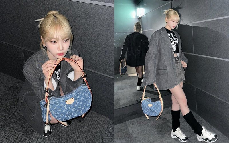 Mới đây, Chae Won cũng xúng xính chiếc túi xách Louis Vuitton ngàn đô khi xuống phố cùng bạn bè, cô nàng phối set đồ xám đen thời thượng. 
