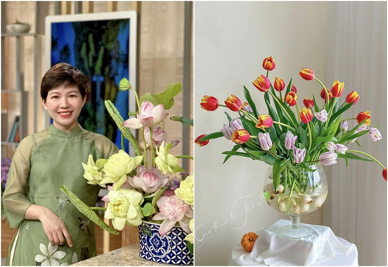 Mùa xuân là mùa mà trăm hoa đua nở, trong đó có hoa tulip. Và hơn 2 năm nay, cứ đến mùa hoa tulip nở là chị Cao Thanh Thủy (hiện đang sinh sống và làm việc ở Hà Nội) lại cắm vài bình để tô điểm cho không gian sống của mình. 
