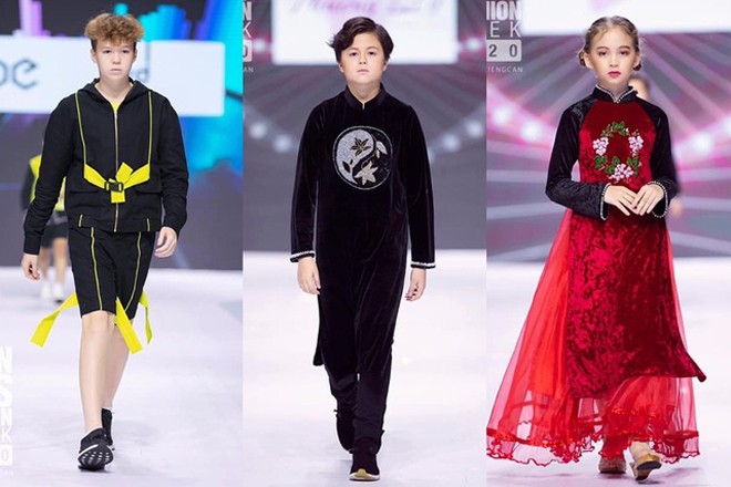 3 đứa con của Ngọc Nga trên sàn catwalk.