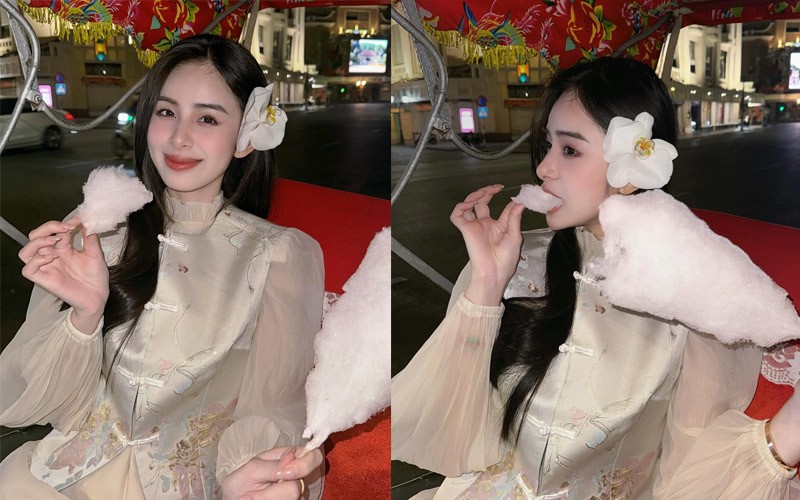 Hương Liên còn là gương mặt hot girl Việt được cộng đồng fans quốc tế yêu thích và hình ảnh của cô thường được viral trên các mạng xã hội nước bạn. 
