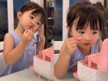 Con gái thiếu gia tập đoàn nhựa Ông Cao Thắng mới 3 tuổi đã điệu đà son phấn, nhìn là biết bắt chước mẹ Đông Nhi