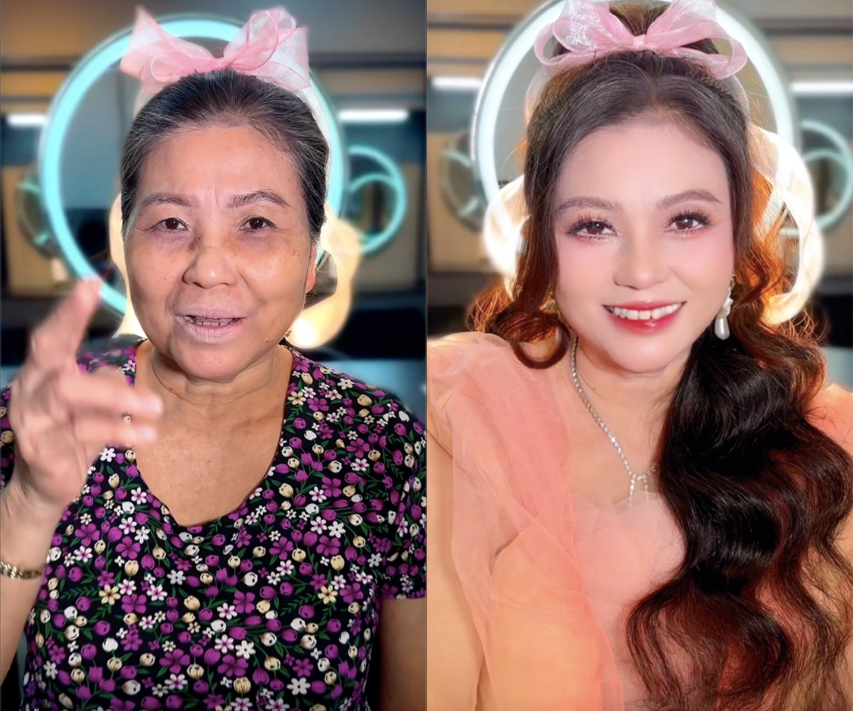 Các dấu hiệu về lão hoá của bà cụ tuổi 60 đã được phù phép hoàn toàn, thay vào đó là một mỹ nhân xinh xắn, đậm chất teen.