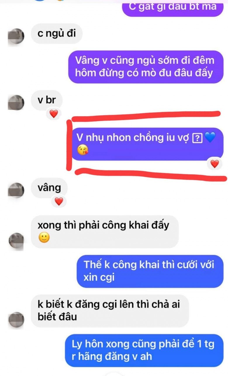 Đoạn tin nhắn mùi mẫn giữa cặp đôi.