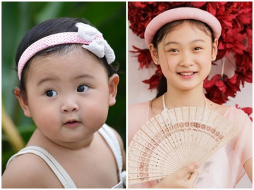 Xưa tròn mũm mĩm, con gái Hoa hậu Việt cao 1m8 và chồng Trung Quốc nay 11 tuổi cao 1m64