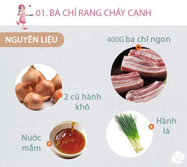 Chuẩn bị: 400g ba chỉ ngon, nước mắm ngon, 2 củ hành khô, vài nhánh hành lá, 1 quả ớt sừng, nước hàng (tùy ý), bột canh, hạt tiêu.