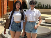 Thời trang - Bà xã Đoàn Văn Hậu mặc quần 20cm tôn chân dài nuột nà, mẹ vợ U50 đẹp không kém