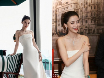 Angelababy tái xuất sau gần 4 tháng cấm sóng, thân hình gầy đến mức không giữ nổi váy trên mình