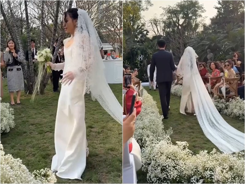 Đám cưới đẹp như mơ với visual nức nở của cô dâu chú rể. Tô Sa thay nhiều trang phục độc đáo. Cô còn tự lên ý tưởng cho việc thiết kế 9 chiếc váy trong ngày vui.
