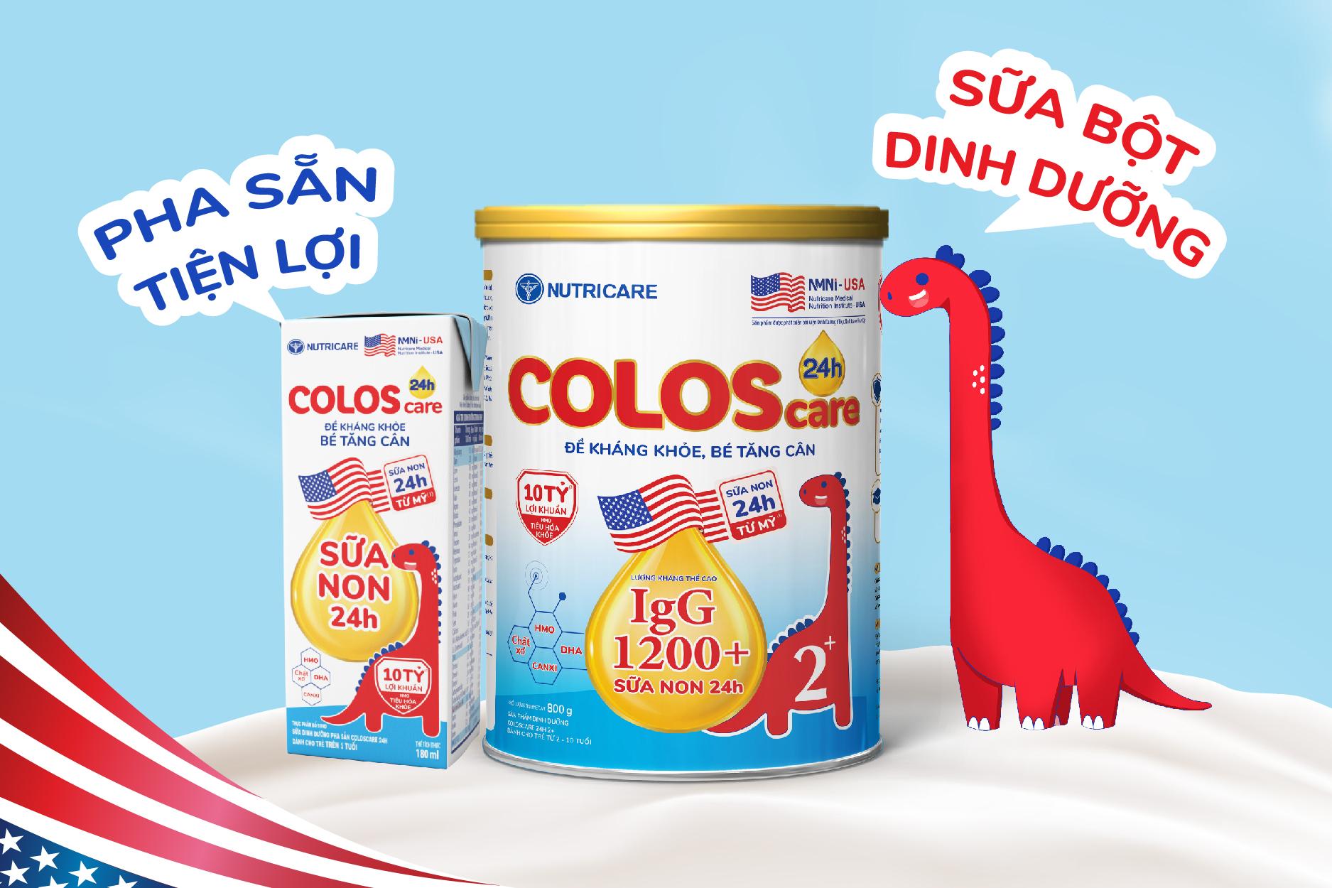 ColosCare 24h với sữa bột dinh dưỡng và sữa pha sẵn tiện lợi