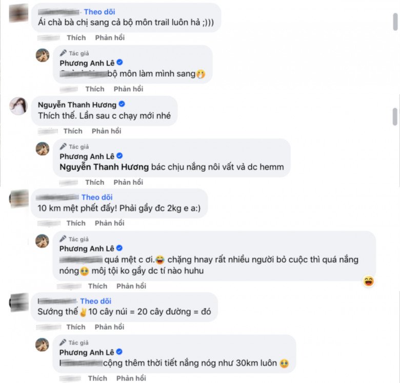 Một số cư dân mạng nhận xét 10km đường núi mà Phanh Lee thực hiện có độ khó và đốt calo nhiều như 20km đường bằng phẳng. 