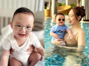 Con trai Minh Hằng mọc răng sữa cực yêu ở tháng thứ 7, diện mạo tuấn tú giống hệt bố đại gia