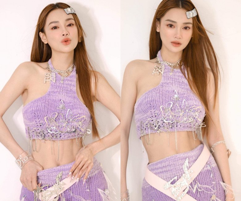 Nữ diễn viên cho biết khi mang thai cô chỉ tăng khoảng 7-8 kg, chủ yếu thay đổi ở phần bụng, còn gương mặt, tay chân vẫn mảnh mai, thon gọn.