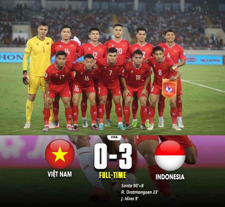 Việt Nam thua toàn tập trước Indonesia với tỷ số 3-0.