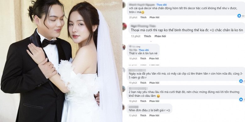 Nhiều cư dân mạng bình luận không tin Phạm Thoại cưới vợ, một số khác lại tiết lộ cô dâu là người yêu lâu năm của anh chàng hot Tiktoker.