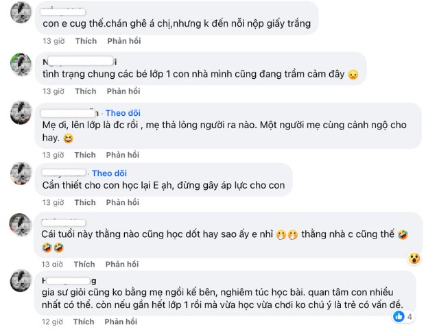 Nhiều bình luận của phụ huynh bày tỏ sự đồng cảm.