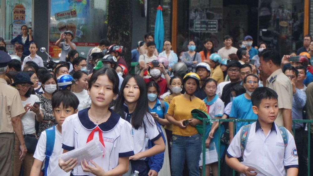 Thí sinh tham dự kỳ khảo sát vào lớp 6 tại Trường THCS - THPT Trần Đại Nghĩa năm 2024. Ảnh: NGUYỄN QUYÊN