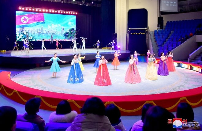 North Koreans celebrating the New Year